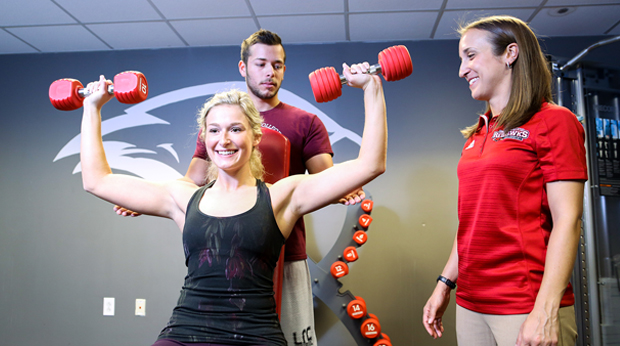 Students doing exercises and working out